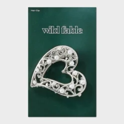 Heart Pearls Claw Hair Clip - Wild Fable™ Metallic Silver: Secures All Hair Types, Zinc & Iron Material, 18+ Age