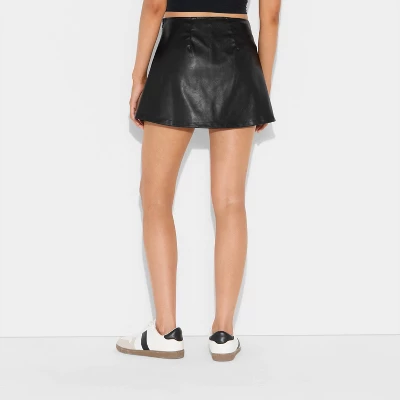 Women's High-Rise Faux Leather A-Line Skort - Wild Fable™ 2 Women's High-Rise Faux Leather A-Line Skort - Wild Fable™ - Image 2