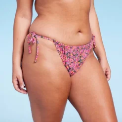 Women's Side-Tie Cheeky Bikini Bottom - Wild Fable™ Pink Floral Print -Wild Fable™ GUEST 87a6228f 81cb 4fed bfe6 fb1909ec3476