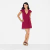 Women's Lace Trim Wrap Mini Dress - Wild Fable™ Burgundy