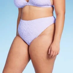 Women's Wavy Terry Textured Mid-Waist Ultra High Leg Cheeky Bikini Bottom - Wild Fable™ Lilac Purple -Wild Fable™ GUEST 8b34834b b516 42cf 80f6 83afbd18fb6a