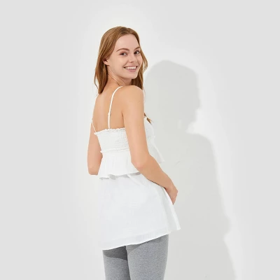 Women's Convertible Smocked Babydoll Top - Wild Fable™ White 1 Women's Convertible Smocked Babydoll Top - Wild Fable™ White