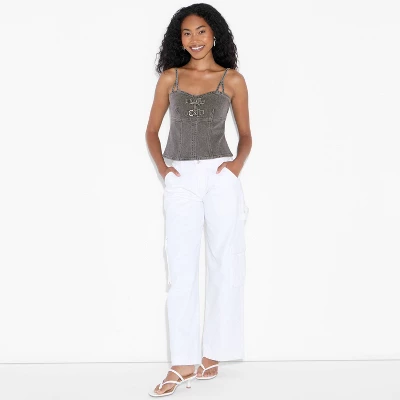 Women's Denim Buckle Corset Tank Top - Wild Fable™ Gray Wash 3 Women's Denim Buckle Corset Tank Top - Wild Fable™ Gray Wash - Image 3