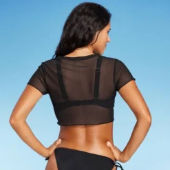 Women's Mesh Cover Up Short Sleeve Crop Top - Wild Fable™ -Wild Fable™ GUEST 9a766f08 5147 4671 a735 983c55f73073