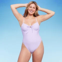 Women's Shirred Detail Underwire High Leg Extra Cheeky One Piece Swimsuit - Wild Fable™ Lilac Purple 12 Women's Shirred Detail Underwire High Leg Extra Cheeky One Piece Swimsuit - Wild Fable™ Lilac Purple -Wild Fable™ GUEST 9aa65a14 225c 46c2 ae93 d506980a02d4