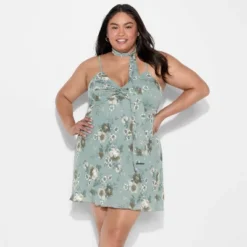 Women's Twist Front Scarf Mini Dress - Wild Fable™ Dark Green Floral -Wild Fable™ GUEST 9afe324d f51b 46f8 b7e1 b1df67d017ed