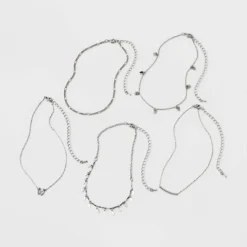 Butterfly Choker Necklace Set 5pc - Wild Fable™ Silver: Brass Lobster Claw Clasp, 12" Length