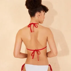 Women's Embroidered Cherry Tall Triangle Bikini Top - Wild Fable™ White/Red