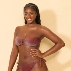 Women's Center Front Oval Ring Sparkle Bandeau Bikini Top - Wild Fable™ Burnt Burgundy -Wild Fable™ GUEST a0ceca43 eae6 4a92 a8d7 5dbbf7e3895b