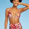 Women's Ribbed Fixed Triangle Bikini Top - Wild Fable™