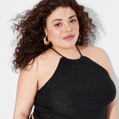 Women's Open Back High Neck Sweater Tank - Wild Fable™ Black 4 Women's Open Back High Neck Sweater Tank - Wild Fable™ Black - Image 4