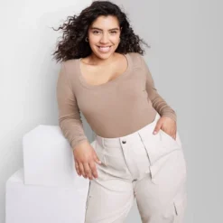 Women's Long Sleeve Scoop Neck T-Shirt - Wild Fable™ -Wild Fable™ GUEST a5dd652b 0e77 4f7f a8cd c1cf4b55d56a