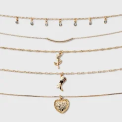 Mixed Rose And Heart Choker Necklace Set 5pc - Wild Fable™ Gold -Wild Fable™ GUEST a6181f8f 2e6b 4d82 a09f ab66831df724