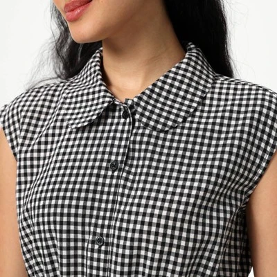 Women's Mini Cap Sleeve Elastic Waistband Mini Dress - Wild Fable™ Black Gingham 4 Women's Mini Cap Sleeve Elastic Waistband Mini Dress - Wild Fable™ Black Gingham - Image 4