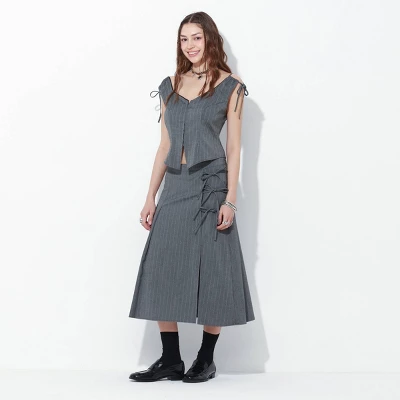 Women's Button-Down Shirt - Wild Fable™ Gray Striped 2 Women's Button-Down Shirt - Wild Fable™ Gray Striped - Image 2