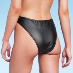 Women's Faux Leather High Leg Extra Cheeky Bikini Bottom - Wild Fable™ Black -Wild Fable™ GUEST b242471f 96fe 4a46 a858 4f1d472ddd5d