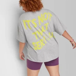 Women's Oversized Not Serious Graphic T-Shirt - Wild Fable™ Gray -Wild Fable™ GUEST b3243bba 9424 466d 8651 71ba34646678