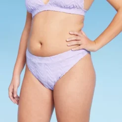 Women's Wavy Terry Textured Mid-Waist Ultra High Leg Cheeky Bikini Bottom - Wild Fable™ Lilac Purple -Wild Fable™ GUEST c90e0b1a 7fff 4533 912f 07df8cc1b936