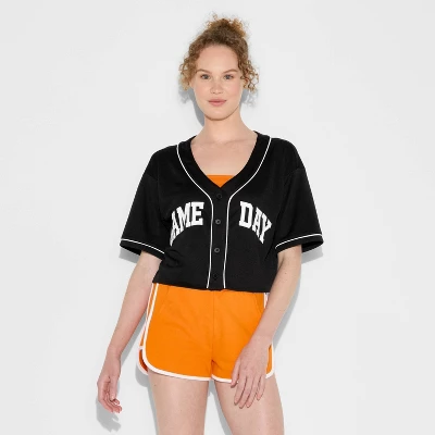 Women's Game Day Cropped Elbow Sleeve V-Neck Athletic Jersey - Wild Fable™ 1 Women's Game Day Cropped Elbow Sleeve V-Neck Athletic Jersey - Wild Fable™