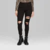 Women's Super-High Rise Distressed Skinny Jeans - Wild Fable™ Black
