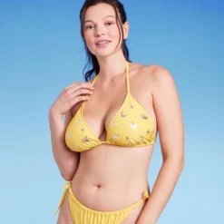 Women's Sequin Detail Triangle Bikini Top - Wild Fable™ Yellow -Wild Fable™ GUEST cd600136 4ac3 4d14 b822 560adbf5c194