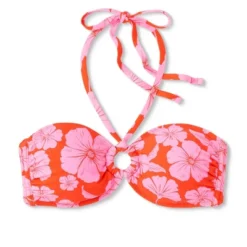 Women's Ring Front Halter Bandeau Bikini Top - Wild Fable™ Orange/Pink Tropical Print -Wild Fable™ GUEST d1905273 b2a6 439b 9737 e0b672705247