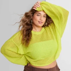 Women's Crewneck Open Knit Cropped Pullover - Wild Fable™ -Wild Fable™ GUEST d20e7f1e 6cd5 4942 83f1 12abbdb6b688