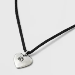 Heart Cord And Ear Pendant Necklace Set 2pc - Wild Fable™ Black/Silver 5 Heart Cord And Ear Pendant Necklace Set 2pc - Wild Fable™ Black/Silver -Wild Fable™ GUEST d21bf26e 66d0 4201 a3dc 3dd23f5d78d5