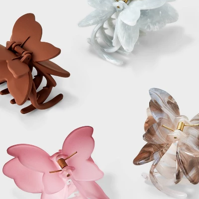 Butterfly Claw Hair Clip Set 4pc - Wild Fable™ Brown/Pink/Silver 2 Butterfly Claw Hair Clip Set 4pc - Wild Fable™ Brown/Pink/Silver - Image 2