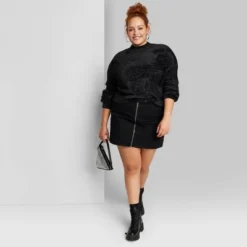 Women's Mock Turtleneck Fuzzy Boxy Pullover Sweater - Wild Fable™ -Wild Fable™ GUEST dac4ec88 3f36 4c0d 8a33 ef10bce9c656