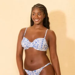 Women's Shirred Underwire Bikini Top - Wild Fable™ Blue/Cream Floral -Wild Fable™ GUEST e043204c 368e 41ec 92dc 2643364a9a58