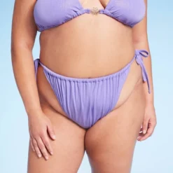 Women's Side-Tie Extra Cheeky High Leg Lurex Plisse Textured Bikini Bottom - Wild Fable™ Purple -Wild Fable™ GUEST e2d3c877 652a 4d70 b2aa bc9b9795ed84