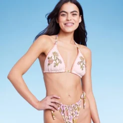 Women's Embroidered Detail Triangle Bikini Top - Wild Fable™ Multi Floral Print -Wild Fable™ GUEST e3235079 3300 4890 a039 9ae8aa539482