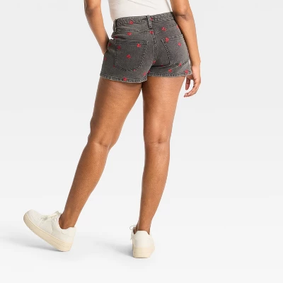 Women's EasyRigid Embroidered Mid-Rise Denim Shorts - Wild Fable™ Black 1 Women's EasyRigid Embroidered Mid-Rise Denim Shorts - Wild Fable™ Black