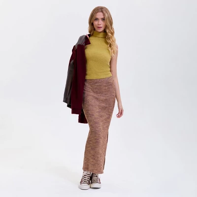 Women's Side Slit Maxi Pencil Skirt - Wild Fable™ Brown 4 Women's Side Slit Maxi Pencil Skirt - Wild Fable™ Brown - Image 4