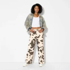 Women's High-Rise Straight Leg Pants - Wild Fable™ Brown Cow Print -Wild Fable™ GUEST e942e3b7 4a94 4cb5 9eb9 85b3c8952238
