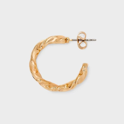 Smooth Twist And Pearl Hoop Earring Set 3pc - Wild Fable™ Gold 2 Smooth Twist And Pearl Hoop Earring Set 3pc - Wild Fable™ Gold - Image 2