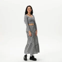 Women's Elastic Waistband Maxi Skirt - Wild Fable™ Black Gingham -Wild Fable™ GUEST ea3f9057 64e7 437c a965 48f24093e97f