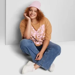 Women's Oversized Butterfly Graphic T-Shirt - Wild Fable™ Brown -Wild Fable™ GUEST ead22078 973f 4ab9 9fa4 a1a23fda7cfa