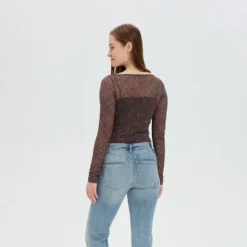 Women's Long Sleeve Lace Bardot Top - Wild Fable™