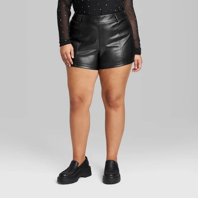 Women's High-Rise Faux Leather Shorts - Wild Fable™ 1 Women's High-Rise Faux Leather Shorts - Wild Fable™