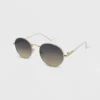 Women's Plastic Metal Combo Round Sunglasses - Wild Fable™ Gold/White