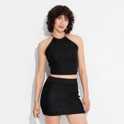 Women's Open Back High Neck Sweater Tank - Wild Fable™ Black 1 Women's Open Back High Neck Sweater Tank - Wild Fable™ Black