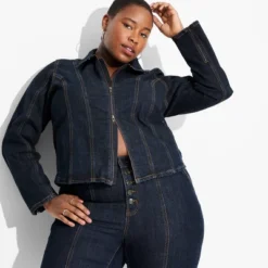 Women's Seamed Denim Moto Jacket - Wild Fable™ Dark Wash -Wild Fable™ GUEST f419649b dfa4 4d02 b6f0 dbf00e0ec023