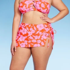 Women's Cinch Side Skirt Cover Up - Wild Fable™ Orange/Pink Tropical Print -Wild Fable™ GUEST f465aafc dd5d 468a a3c1 9c4b5ba2b81c