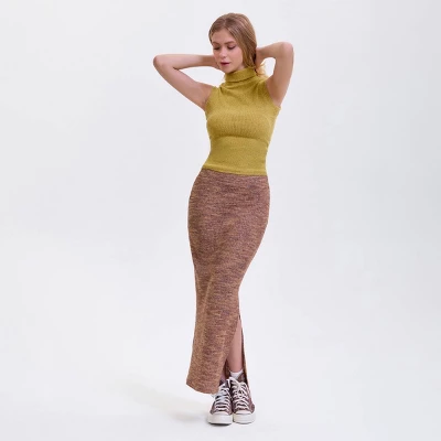 Women's Side Slit Maxi Pencil Skirt - Wild Fable™ Brown 2 Women's Side Slit Maxi Pencil Skirt - Wild Fable™ Brown - Image 2
